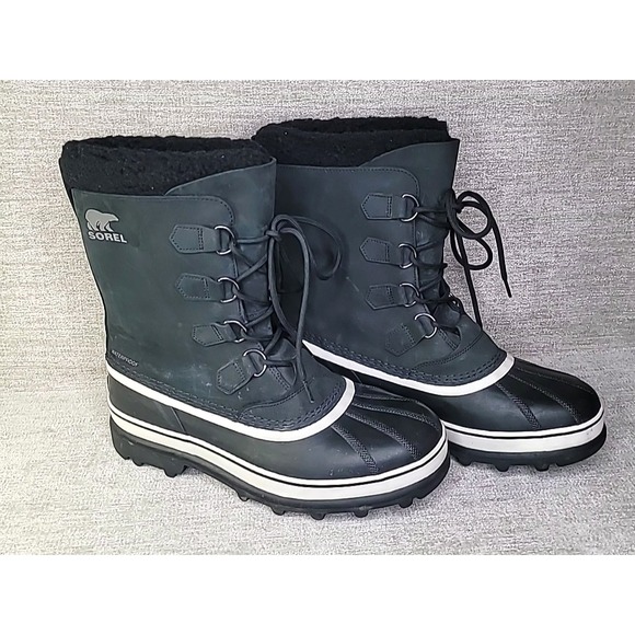 SOREL Men's 12 Caribou Waterproof Boot NM1000-016 Black Waterproof Winter Snow - Picture 2 of 12